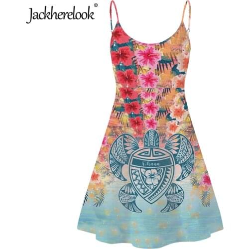 Jackherelook Hawaii Hibiscus Plumeria Turtle Poly Design Women Dresses Summer Summer Lady Party Slip Dress Beach Sundress Mujer