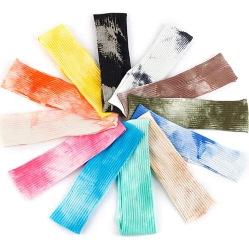 Candy Color Newborn Hairband Tie Dye Striped Thread s for Girls Head Wrap Baby Flat Hairband Toddler Hair Accessories 0-12 Month