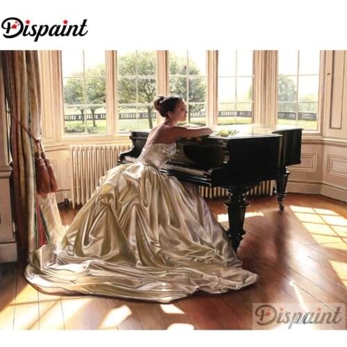 Dispaint Full Square/Round Drill 5D DIY Diamond Painting "Beauty piano" Embroidery Cross Stitch 3D Home Decor A11570