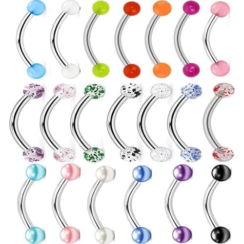 Stainless Steel Eyebrow Lip Rings Piercing Jewelry Acrylic Ball Earrings Human Body Eyebrow Studs Piercing Ear for women