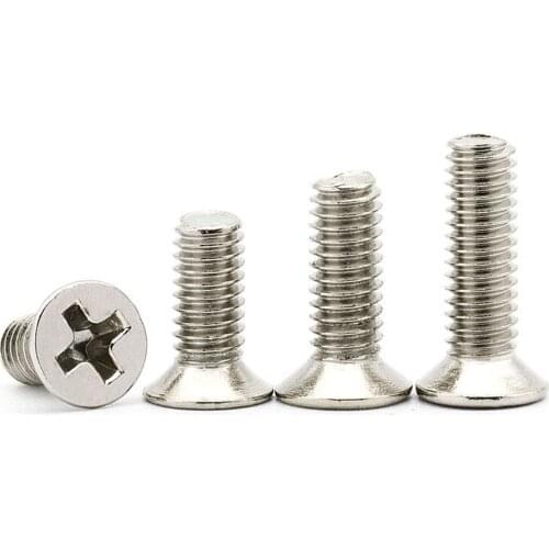 M2 M2.5 M3 M4 Phillips Flat Head Machine screw Metric Threaded Countersunk Head Bolt Steel Nickel Plated