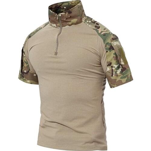 Mens Tactical T-Shirts Camouflage Army Uniform Hunt Working Short Sleeve Shirts Assault Combat Military Cotton Clothes For Male
