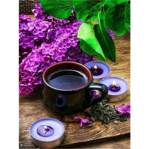 Coffee Cup Flowers Kitchen DIY Cross Stitch Embroidery 11CT Kits Craft Needlework Set Printed Canvas Cotton Thread Sale