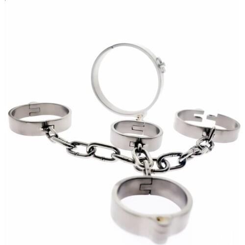 SM Sex Toys Stainless Steel Adjustable Handcuffs Restraints Ankle Cuff Restraints BDSM Bondage Slave Adult Sex Game For Couple