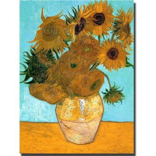 Wall art Vase with Twelve Sunflowers Vincent Van Gogh oil paintings still life Canvas artwork for dinning room Hand painted Deco