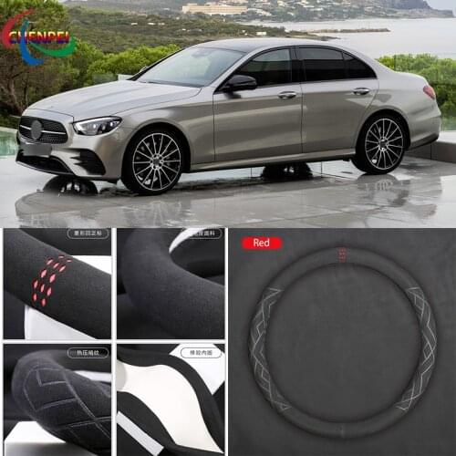 Non-Slip Car Suede Steering Wheel Cover For Mercedes-Benz Series A B C E Class AMG CLA GLE ML CLK Car Interior Accessories