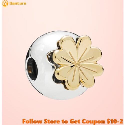 New 925 Sterling Silver Beads Shining Clover Clip Charms fit Original Pandora Bracelets Women DIY Jewelry