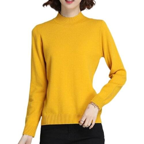 Autumn Winter Loose Basic Warm Sweater Pullovers Women Female Solid Half Turtleneck Sweater Knit Jumpers Ladies Top Sweaters