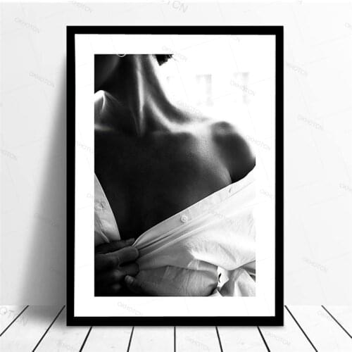 Sexy Lady Shoulder Posters Prints Nordic Wall Art Black and White Canvas Painting Modern Wall Pictures For Living Room Unframed