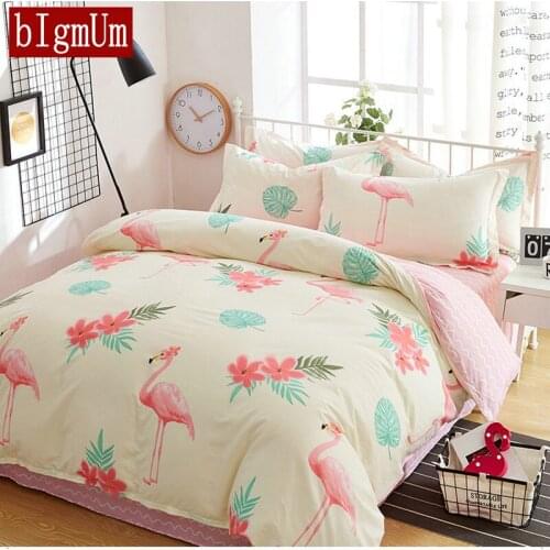 Cartoon 100% Cotton Fabric Animal Duvet Cover+Bedsheet+Pillowcase 4pcs Crowned Crane Bedding Sets King Queen Twin Single For Kid