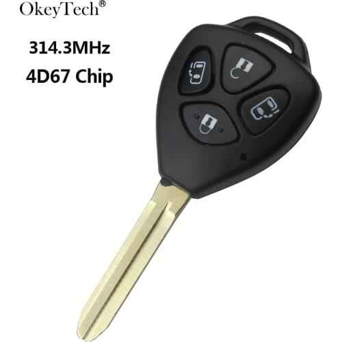 Okeytech Remote Key 4 Buttons 314.3MHz 4D67 Chip With TOY43 Blade FOB for Toyota Alphard 2005 - 2009