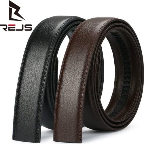 REJS LANGT Vintage Genuine Leather Mens Automatic Buckle Belts High Quality Waist Strap Minimalist Design No Buckle Belt 2021