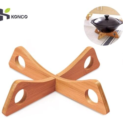 Konco Tray Rack Detachable Wood Table Mat Kitchen Pot Heat Insulated Cooling Dish Potholders Gadget Holder Shelf Kitchen Gadgets