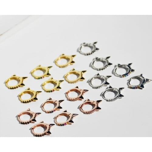 925 Sterling Silver Earring Black White Zircon Punk Style Geometric Ear Bone Ear Buckle Trend Simple Versatile Boy Women Ear Jew