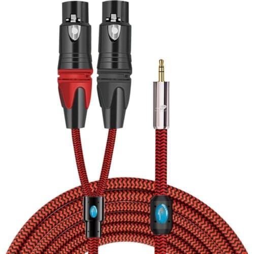 Stereo Jack 3.5mm to Dual XLR Female Audio Cable For iPhone Laptop Mixer Console Amplifier PC 2 XLR Breakout Wire Cords 1m 2m 3m