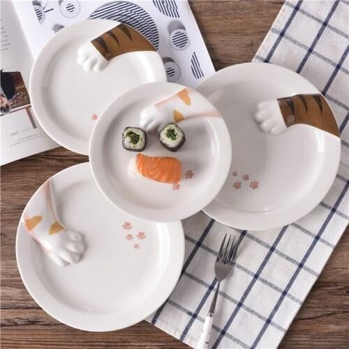 [MPK Store] Cat Paw Plate Cat Bowl, White Porcelain Plate, 2 Designs Presently Available