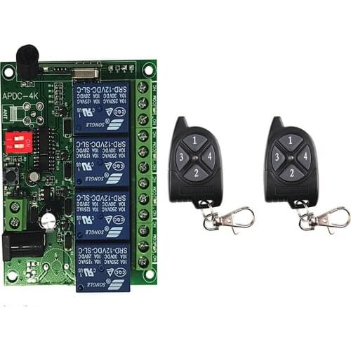 433MHz Universal Wireless Remote DC 12V 24V 4CH rf Relay +Transmitter Remote Garage/LED/Light/Fan/Home appliance Control switch