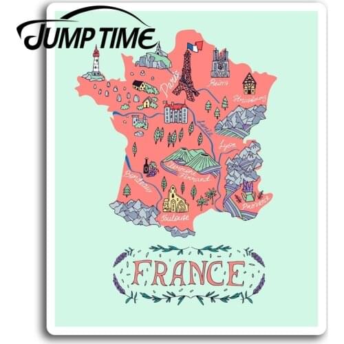 Jump Time for France French Travel Map Vinyl Stickers Sticker Laptop Luggage Car Bumper Decal Waterproof Car Accessories