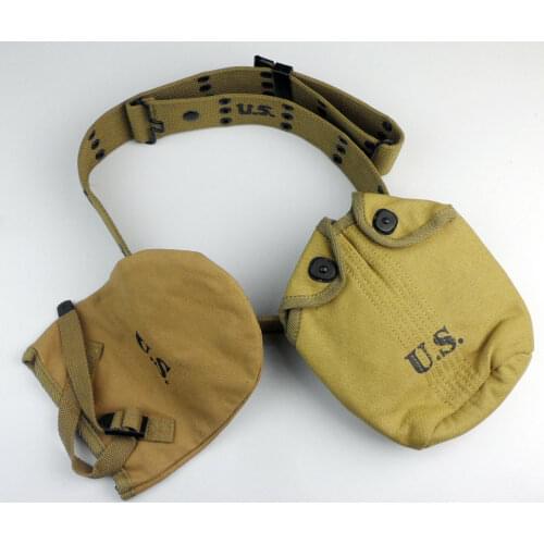 WWII WW2 US ARMY EQUIPMENT CANVAS WWII US ARMY M1936 BELT WATER BOTTLE SHOVEL COVER Soldier Military War Reenactments
