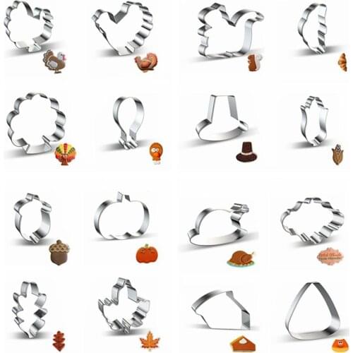 1pcs Creative Thanksgiving Stainless Steel Biscuit Mold Turkey Squirrel Bread Cookie Cutter DIY 3D Cake Decorating Baking Tools