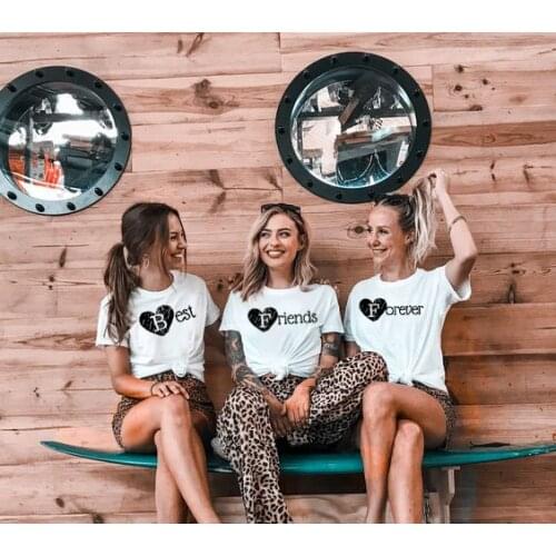 1/pcs Best Frieds Forever Harajuku Tees Women 80s 90s Fashion Grunge T Shirt Best Friend Matching Shirt BFF Friend Gift Tops