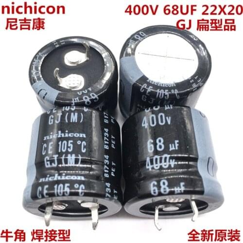 2PCS/10PCS 68uf 400v Nichicon GJ 22x20mm 400V68uF Snap-in PSU Capacitor