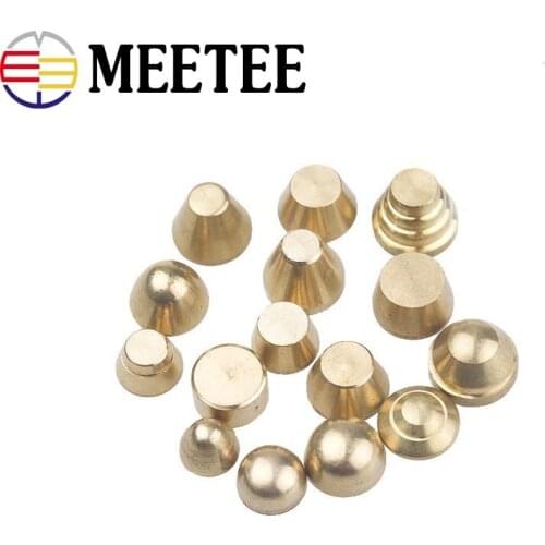 5Pcs Solid Brass Handbag Decorative Studs Button Round Head Rivet Screw Bags Hardware Nail Rivet Metal Buckles DIY Leather Craft