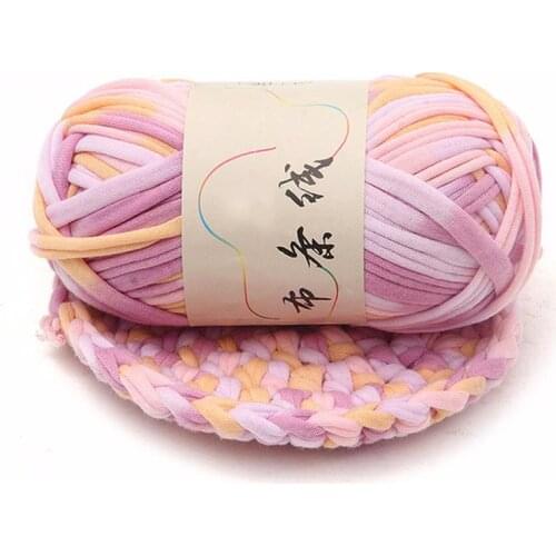 500 g/lot 100% Polyester Space Dye Diy Thick Hand Knitting yarn Hand Craft Bag Materials Mop Yarn For crocheting Hat handbag