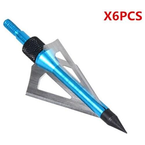 6pcs/lot) Hunting arrow head 100 grain broadheads 3-blades Removable blade archery replaceable arrowhead universal for bow
