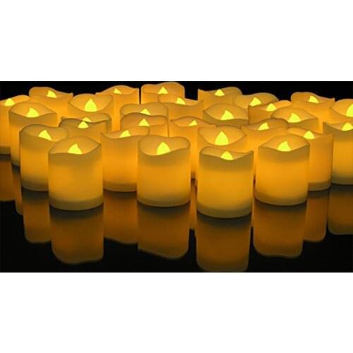 60pcs Yellow Flicker LED Candles Lamp Plastic Electric Flameless Flashing Tea Lights For Christmas Wedding Home Decoration