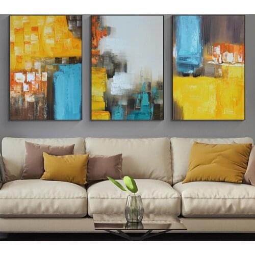 Yellow Blue Abstract Poster Colorful Stock Prints Canvas Painting Wall Art Pictures for Living Room Home Decor Nordic Posters