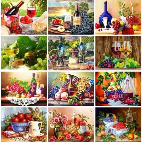 Diamond embroidery landscape 5D DIY full diamond square/round diamond painting fruit rhinestone mosaic cross stitch wall art