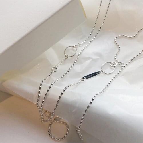 Amaiyllis s925 Sterling Silver Simple Olive Beads Clavicle Necklace Pendant Niche Personality Choker Necklace Jewelry