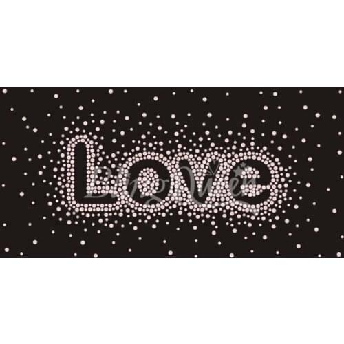 BlingQueen 25PCS/LOT Rhinestone Iron On Transfers Motifs Love Design