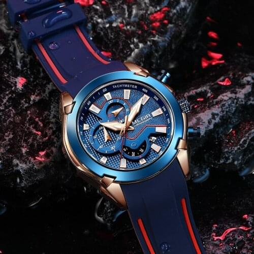 MEGIR 2021 New Fashion Men Watches with Silicone Strap Top Brand Luxury Sport Chronograph Male Quartz Watch Men Relogio Masculin