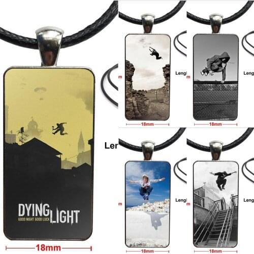 For Girls Statement Maxi Stunning Sports Action Parkour Glass Pendant Necklace Handmade Half Pendant Rectangle Necklace