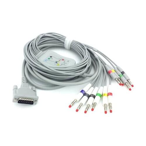Schiller AT1/ AT2 /CS6/ CS100/AT101 ECG EKG Cable with leadwires 10 leads Medical EKG Cable 4.0 Banana End IEC