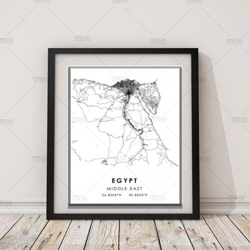 Map print poster canvas poster canvasWorld EGYPTMap Black White MapPoster Picture Art