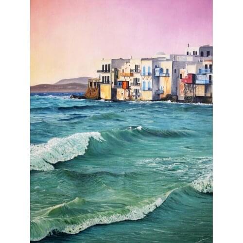 Greece By The Sea Painting PICTURE ART SILK POSTER Decorative Wall painting 24x36inch