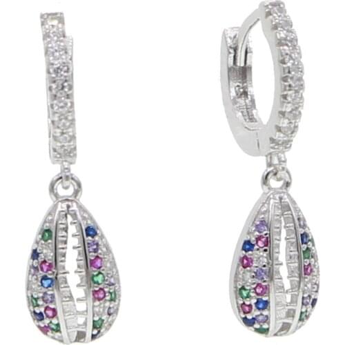 1Pair Classical Colorful Shell Long Drop Earrings Women Girl Jewelry European Bohemia White Conch Dangle Earrings