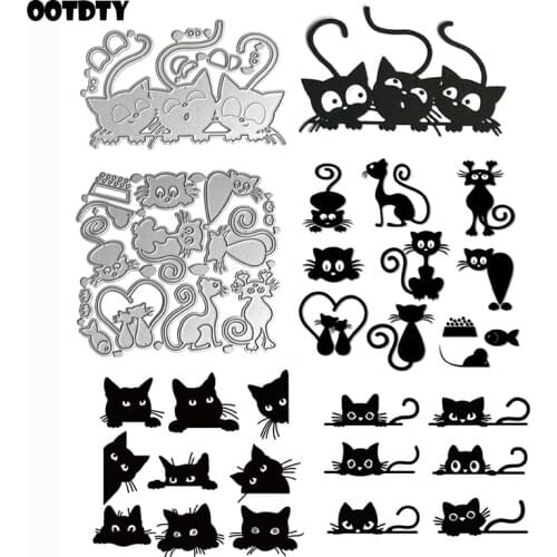 Cat Family Metal Cutting Dies Stencil Scrapbooking DIY Album Stamp Paper Card Embossing Decor Craft New Dies for 2021