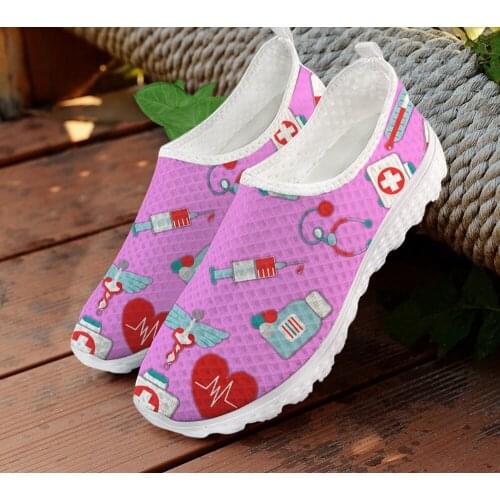 ELVISWORDS Shoes Women Nursing Design Breathable Womens Air Mesh Sneakers Casual Ladies Flats Shoes Stylish Female Lazy Shoes