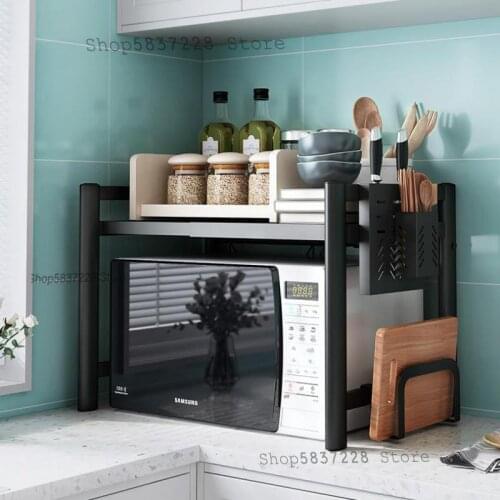 Kitchen rack microwave oven stainless steel countertop oven seasoning rack storage storage shelf double household bracket