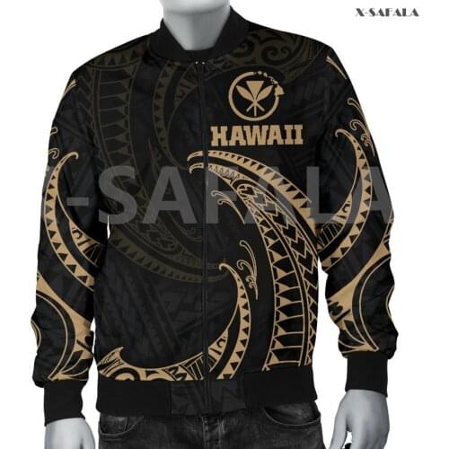 Hawaii Tattoo Viking God 3D Over Printed Men Unisex Bomber Jacket Zipper Casual Harajuku Streetwear Tracksuits Thick Coats