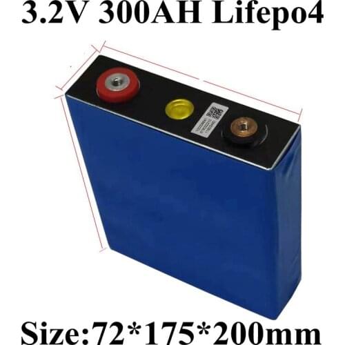2pcs 3.2V 300Ah High Capacity LiFePo4 Lithium Battery for Electric Vehicle Solar Energy Inverter Storage Motorhome RV Boat