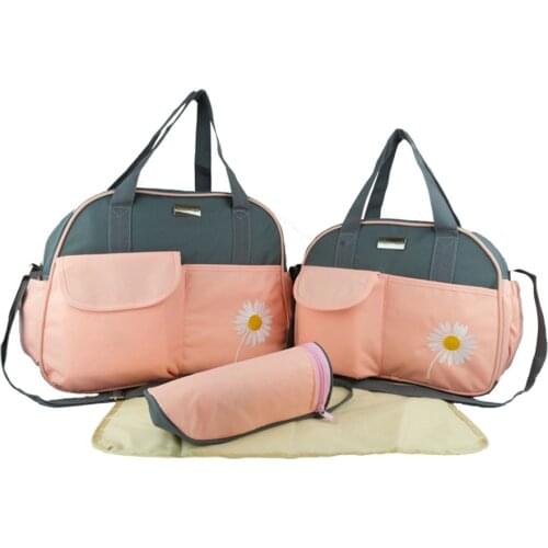4Pcs/Set Nappy Diaper Bag Mummy Large Capacity Stroller Bag Mom Baby Multi-Function Waterproof Outdoor Travel Tote Bag