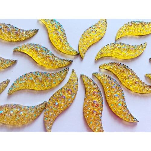 New fashion style golden crystal sew on rhinestones flatback S shape 14*47mm 2 holes gem stones 30piece/lot