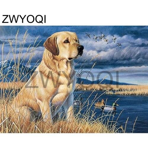 Full Round Diamond mosaic dog duck Full Square Diamond painting Cross stitch dog duck Seagull lake 5D DIY Diamond embroidery dog