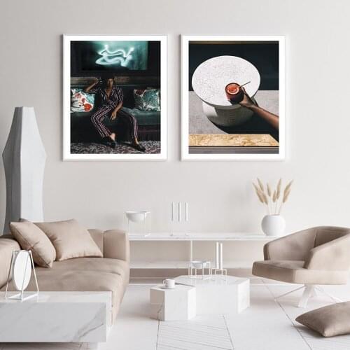 Modern Fashion Posters Prints Vintage Green Neon Man Canvas Painting Juice Wall Art Pictures For Living Room Bedroom Home Decor