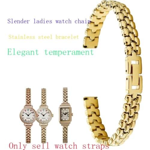 Womens Small Size Universal Stainless Steel Watch Band for Rosemont Citizen CK Tissot Elegance Wristband watch chain 6mm 8mm